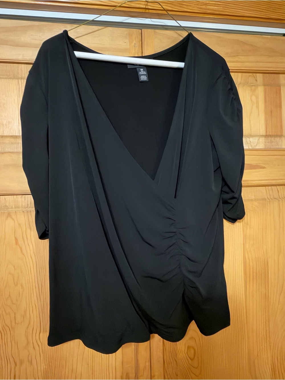 Style & Co. Black Wrap-Front Blouse